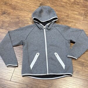 Women's Gray full Zip-Up Hoodie sweater/jacket with White Trim